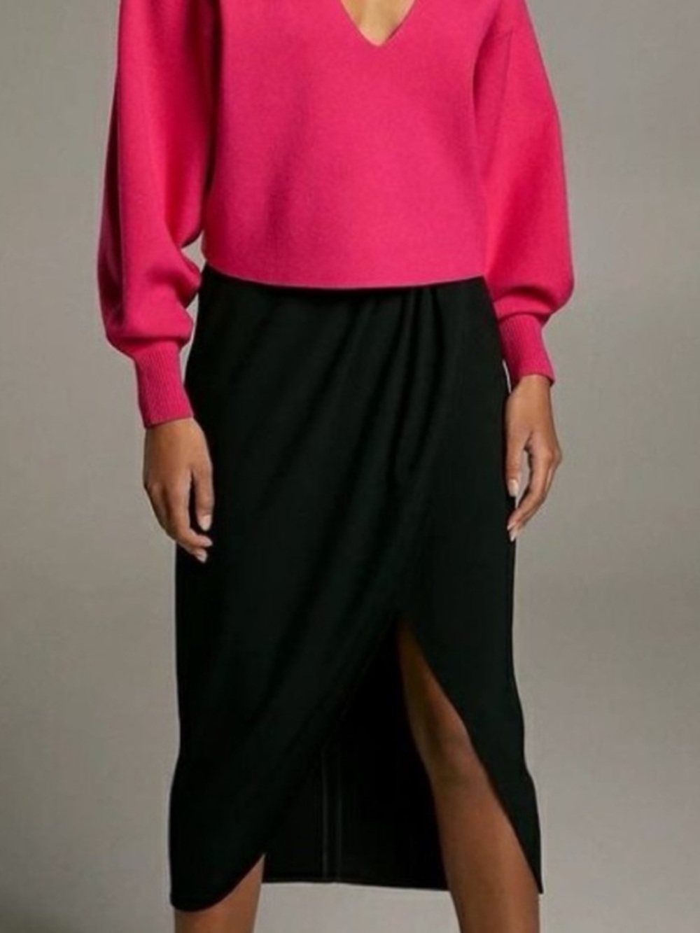 NWT ARITZIA BABATON Kinsley Black Tulip Wrap Pencil Skirt